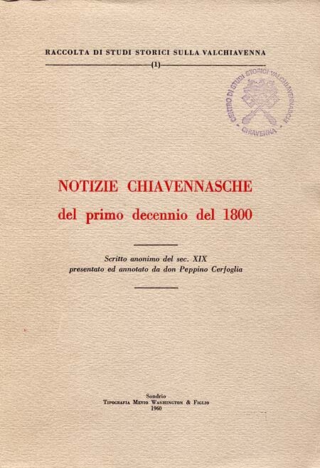 Notizie chiavennasche del primo decennio del 1800